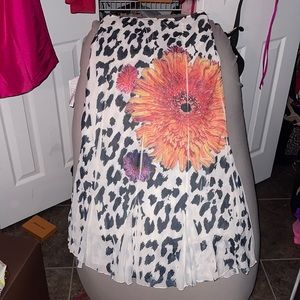 SUMMERTIME Boston Proper Maxi Floral and Leopard Skirt